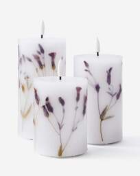 Julipa Set of 3 Dry Flower LED Candles White - Julipa - thumbnail 2