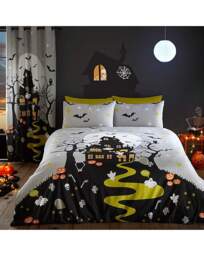Kids Haunted House Duvet Set Grey Grey - Bedlam - Size: SINGLE