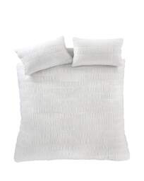 Seersucker Duvet Cover Set White - Catherine Lansfield - Size: SINGLE - thumbnail 3