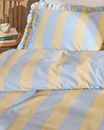 Wylder Birdie Stripe Ruffle Duvet Set Lemon/Sky - Wylder - Size: S KING - thumbnail 4