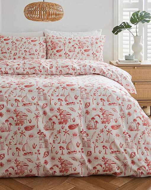 Fiji Floral Duvet Set White/Orange - JD Williams - Size: SINGLE - image 1