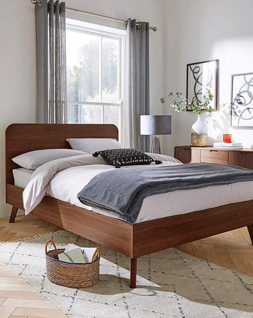 Oslo Bed with 3 Layer Mattress Walnut - Gray & Osbourn - Size: DOUBLE - image 1