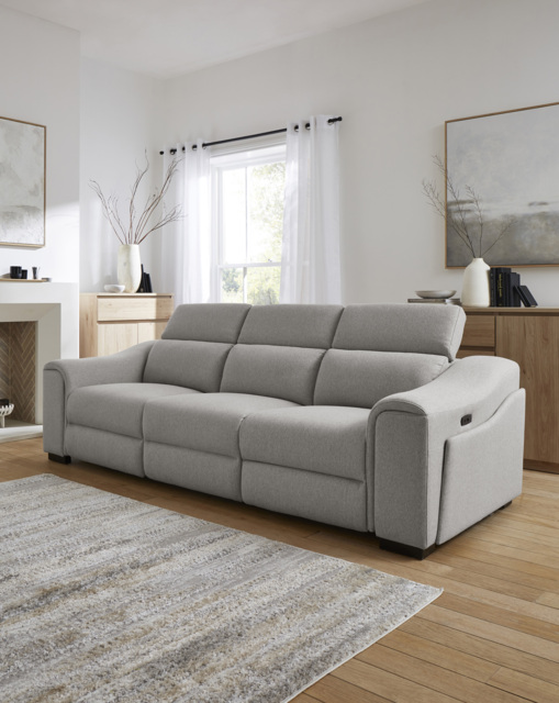 Franklin Power Recliner 3 Seater Grey - JD Williams - image 1