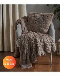 Shaggy Fleece Cushion Natural - Catherine Lansfield - Size: 45X45CM - thumbnail 5