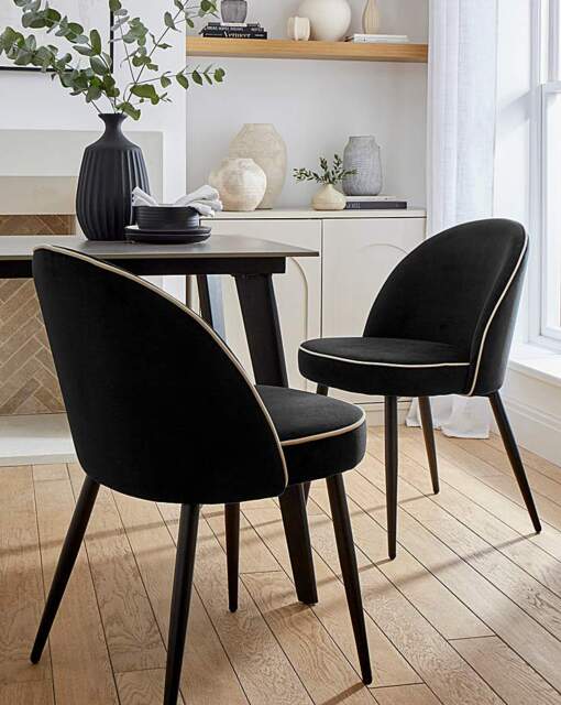 JH Camille Pair of Dining Chairs Black/Natural - Joanna Hope - image 1