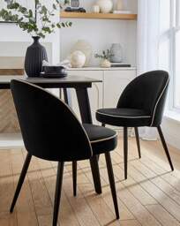 JH Camille Pair of Dining Chairs Black/Natural - Joanna Hope - thumbnail 1