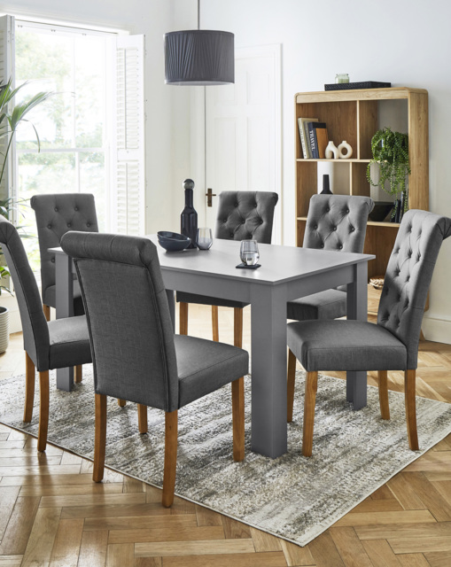 Dakota Dining Table with 6 Ava Chairs Grey/Grey - image 1