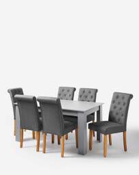 Dakota Dining Table with 6 Ava Chairs Grey/Grey - thumbnail 3