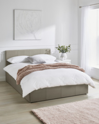 Hayden Faux Leather Ottoman Bed Frame Grey - Essential Collection - Size: KINGSIZE
