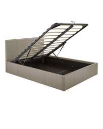 Hayden Faux Leather Ottoman Bed Frame Grey - Essential Collection - Size: KINGSIZE - thumbnail 3