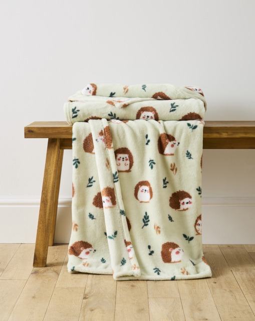 Hedgehog Fleece Throw Mint - JD Williams - Size: 130X150 - image 1