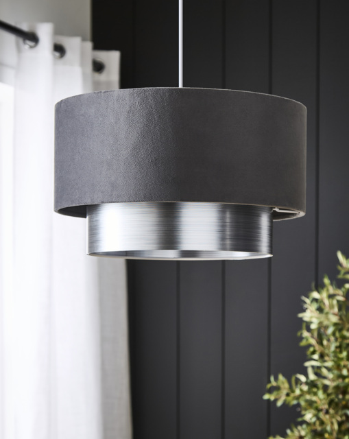 Melody Velvet Tiered 40cm Shade Grey - JD Williams - image 1