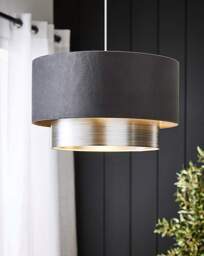 Melody Velvet Tiered 40cm Shade Grey - JD Williams