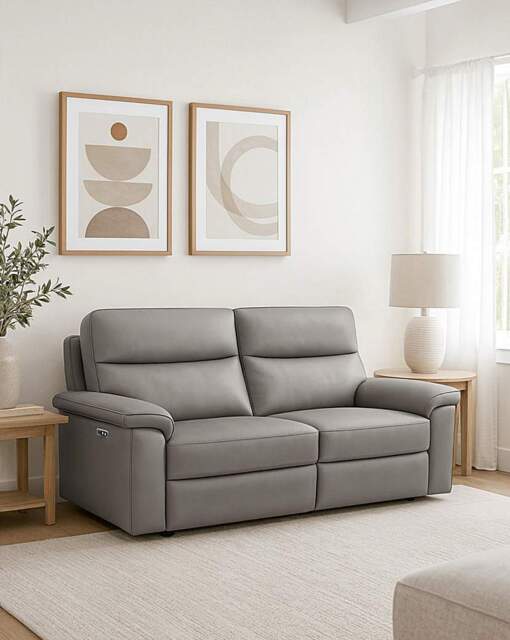 Aspire Corvan Leather Recliner 2 Seater Grey - Aspire - image 1