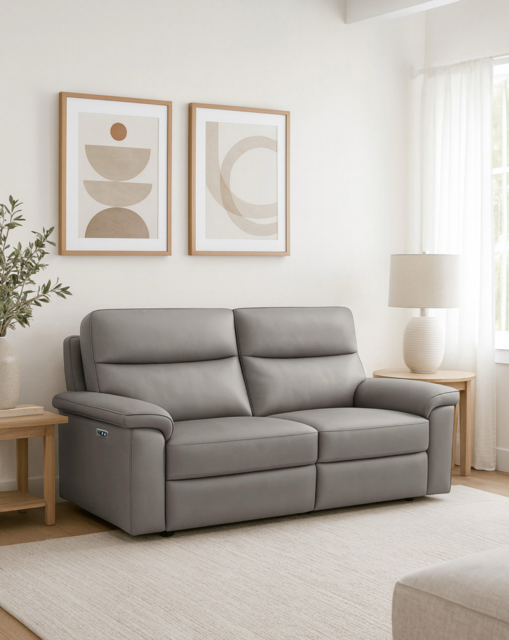 Aspire Corvan Leather Recliner 2 Seater Grey - Aspire - image 1