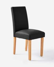 Dakota Table with 6 Ava Leather Chairs Oak/Black - thumbnail 2