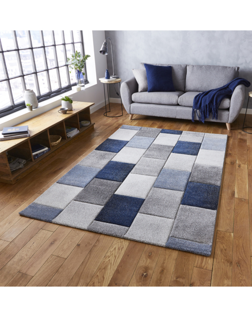 Think Rugs Block Colour Brooklyn Rug Grey/Blue - Think Rugs - Size: 160X220 - image 1