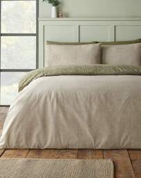 CL Brushed Herringbone Duvet Set GRN Green - Catherine Lansfield - Size: SINGLE - thumbnail 2