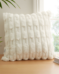 Bianca Carved Faux Fur Cushion Cream - Bianca - Size: 50X50