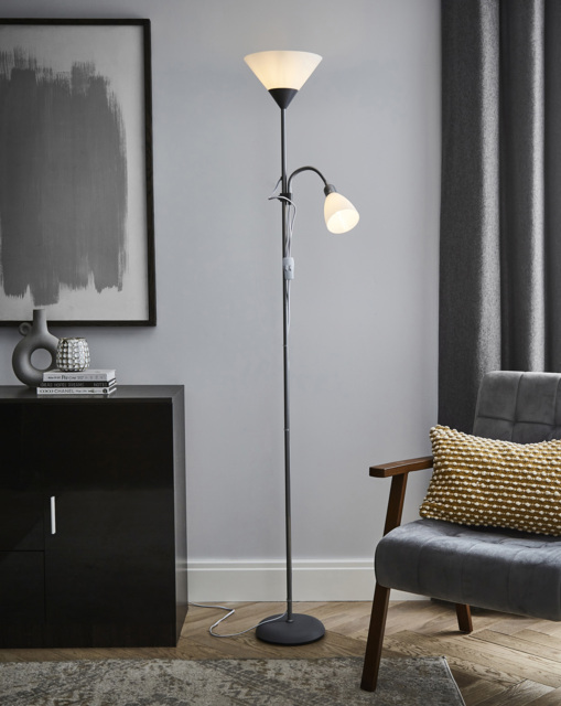 Dual Purpose Floor Lamp Silver Silver - Searchlight - image 1