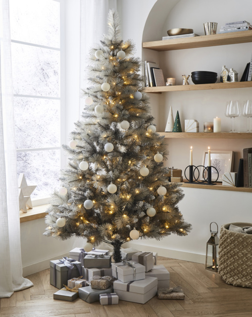 Pre-Lit Grey Glitter Christmas Tree Grey - FESTIVE - Size: 8FT - image 1