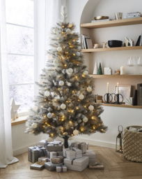 Pre-Lit Grey Glitter Christmas Tree Grey - FESTIVE - Size: 8FT
