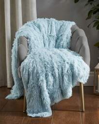 Shaggy Fleece Throw Duck EGG - Catherine Lansfield - Size: 150X200 - thumbnail 2