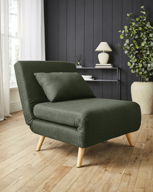 Lena Fabric Chair Bed Green - JD Williams - image 1