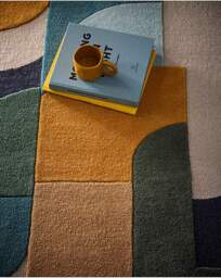 Retro Deco Woollen Rug Blue - Origins - Size: 200X290 - thumbnail 2