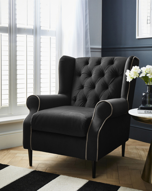 Joanna Hope Marbella Velvet Accent Chair Black - Joanna Hope - image 1