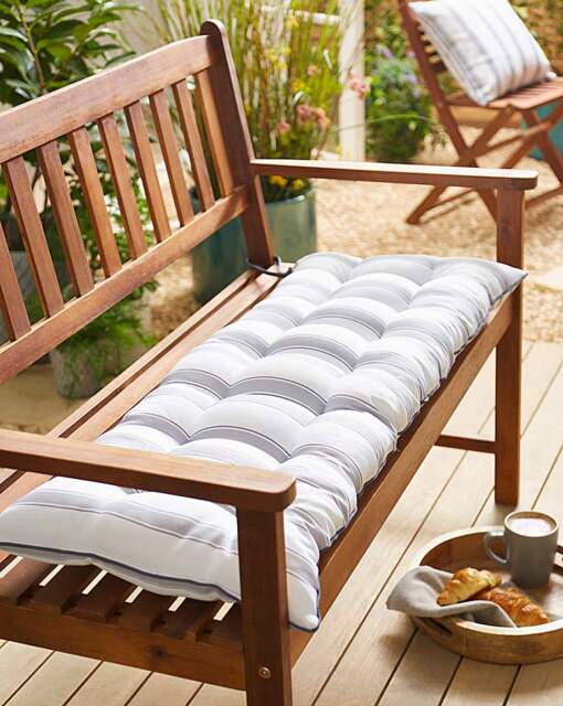 Stripe Outdoor Bench Cushion Silver - JD Williams - image 1