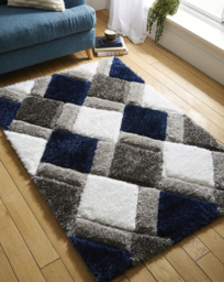 Geo Shaggy Cosy Rug Navy - Origins - Size: 120X170 - thumbnail 1