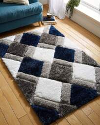 Geo Shaggy Cosy Rug Navy - Origins - Size: 120X170 - thumbnail 4
