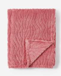 Textured Wavy Fleece Throw - Rose Pink Rose Pink - JD Williams - Size: 120X150 - thumbnail 2