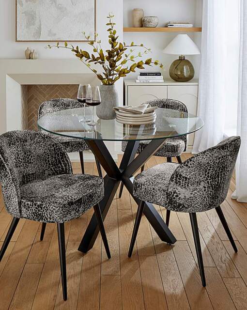 Bodie Dining Table & 4 Savannah Chairs Black/White/Grey - JD Williams - image 1
