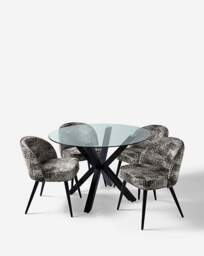 Bodie Dining Table & 4 Savannah Chairs Black/White/Grey - JD Williams - thumbnail 2