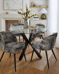 Bodie Dining Table & 4 Savannah Chairs Black/White/Grey - JD Williams