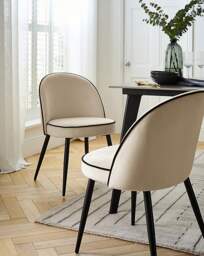 JH Camille Pair of Dining Chairs Natural/Black - Joanna Hope - thumbnail 1