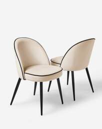 JH Camille Pair of Dining Chairs Natural/Black - Joanna Hope - thumbnail 2