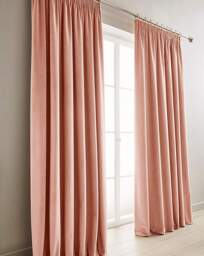 Luxury Velour Pencil Pleat Curtains Rose - JD Williams - Size: 117 x 183cm - thumbnail 1