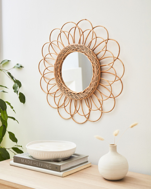 Natural Wicker Wall Mirror Natural - JD Williams - image 1
