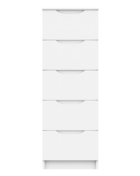 Sorrento Assembled 5 Drawer Tall Chest White - One Call