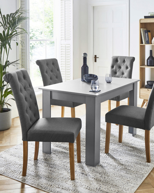 Dakota Dining Table with 4 Ava Chairs Grey/Grey - image 1