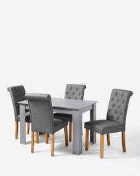 Dakota Dining Table with 4 Ava Chairs Grey/Grey - thumbnail 5