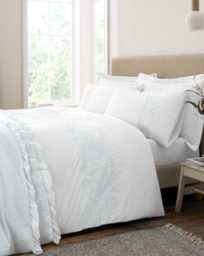 Bianca Embroidery Floral Duvet Cover Set White - Bianca - Size: SINGLE - thumbnail 1