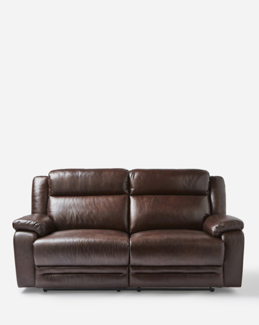 Croft Leather Recliner 3 Seater Sofa Chestnut - JD Williams - image 1