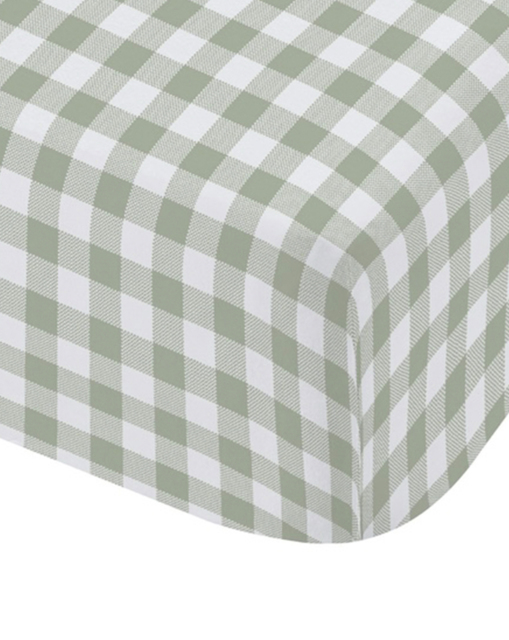 CL Gingham Check Fitted Sheet GRN Green - Catherine Lansfield - Size: SINGLE - image 1