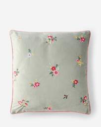 Floral Embroidered Velvet Cushion Sage Green - JD Williams - Size: 45X45CM - thumbnail 3