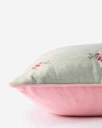 Floral Embroidered Velvet Cushion Sage Green - JD Williams - Size: 45X45CM - thumbnail 2