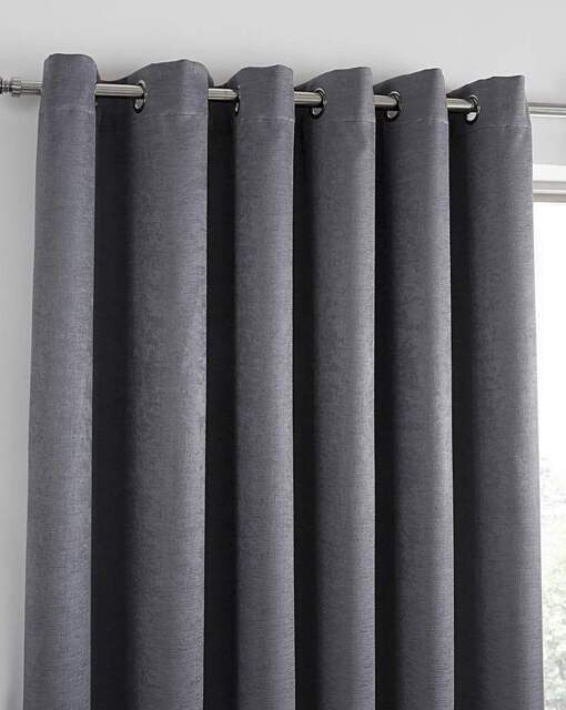 Fusion Strata Eyelet Curtains Charcoal - Fusion - Size: 167 x 137cm - image 1